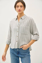 Load image into Gallery viewer, Striped Gauzy Pocket Button Down Top
