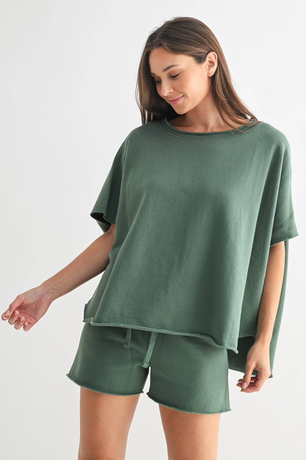 Dolman Short Sleeve Sweatshirt Top