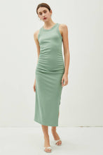 Load image into Gallery viewer, Ribbed Ruched Sides Tank Midi Dress
