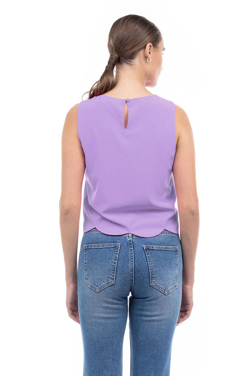 Scalloped Hem Sleeveless Top