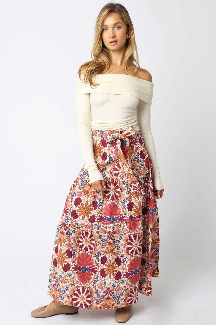 Off The Shoulder Ribbed Long Sleeve Top