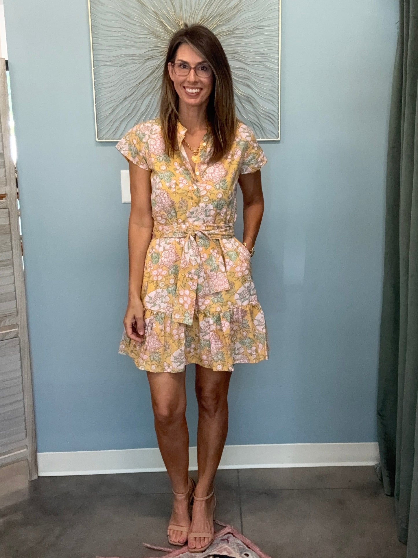 The Juna Mini Dress- Golden Lotus