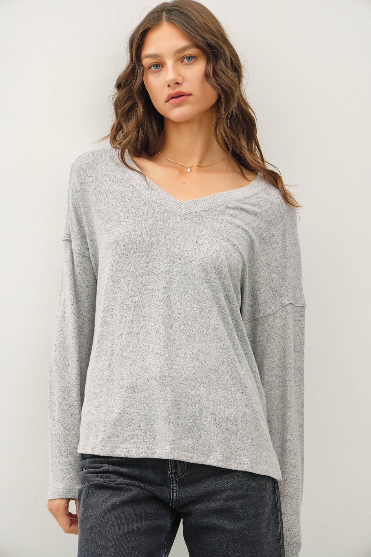 Raised Hems Long Sleeve Top