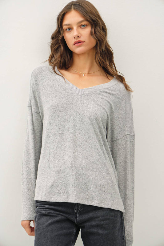 Raised Hems Long Sleeve Top