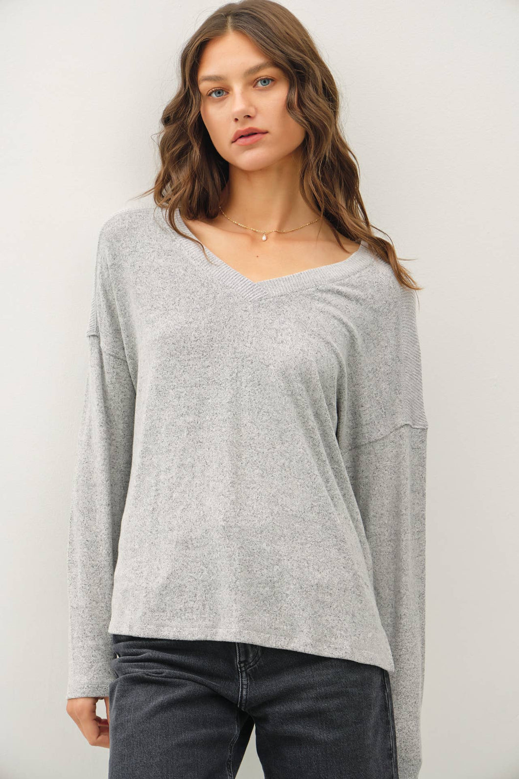 Raised Hems Long Sleeve Top