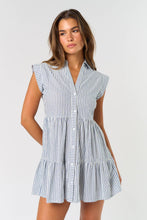 Load image into Gallery viewer, Striped Button Down Ruffle Mini Dress
