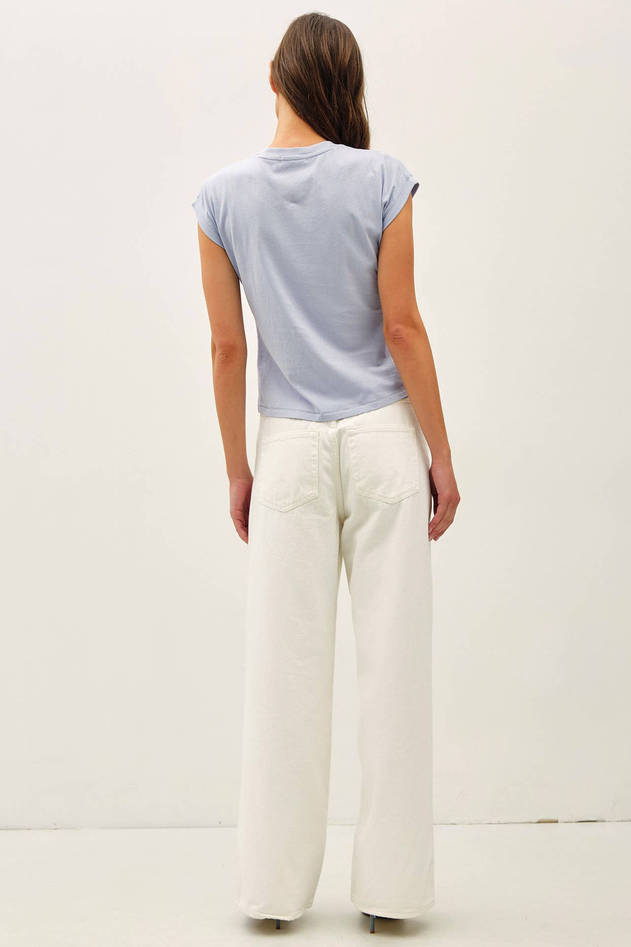 Cap Sleeve Crew Neck Cotton Top