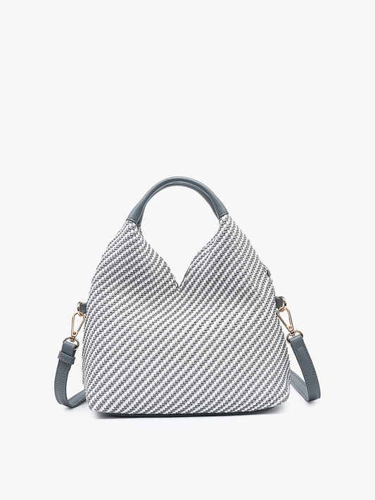Cecily Striped Woven Hobo w/ Dual Handles