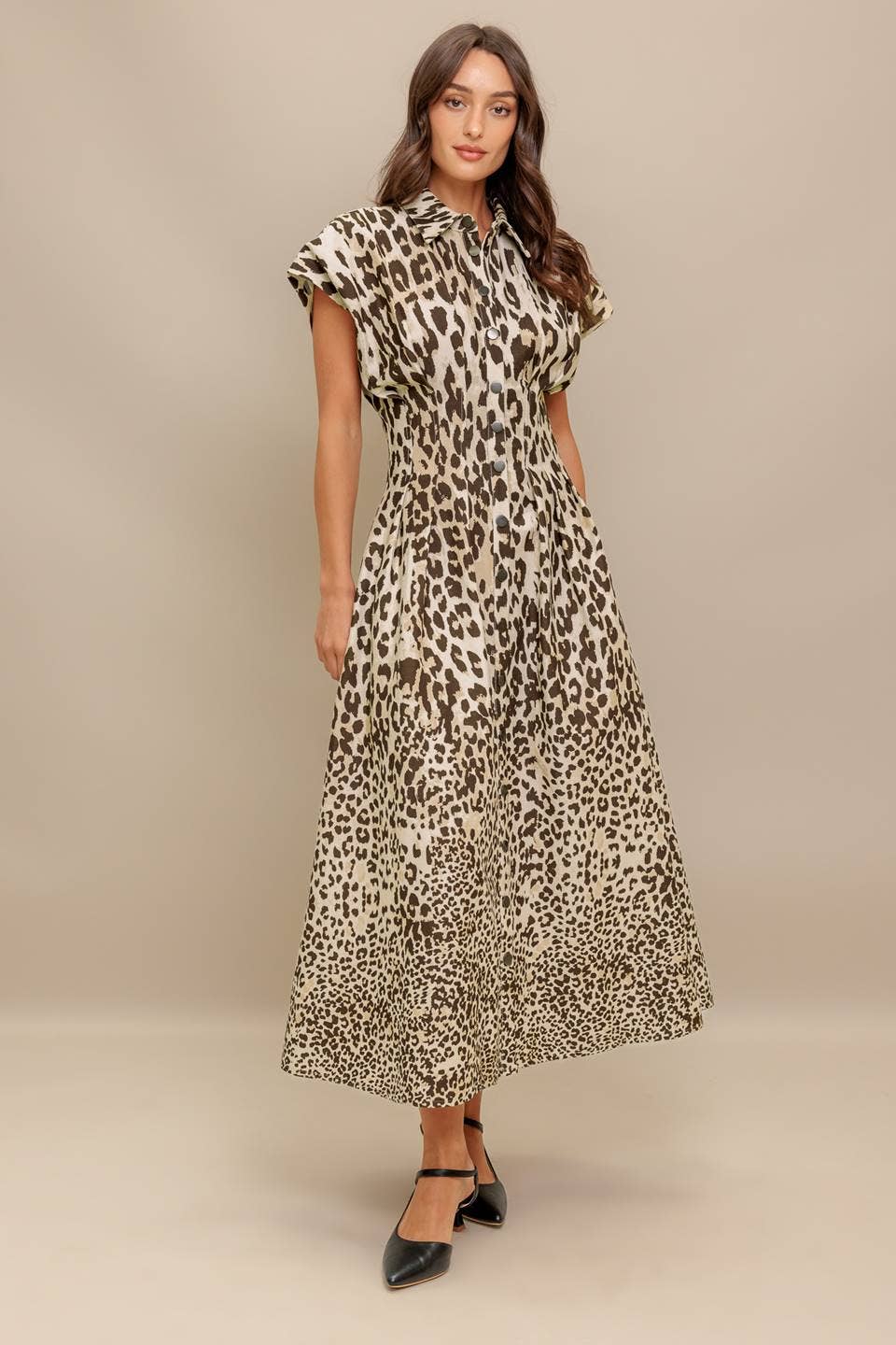 Dropped Shoulder Cinched Waist Shirt Dress