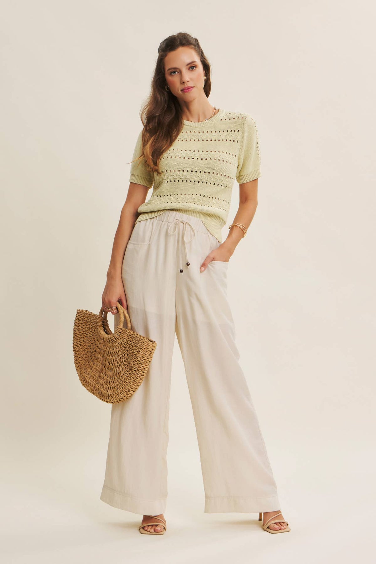 Pointelle Cotton Sweater Top