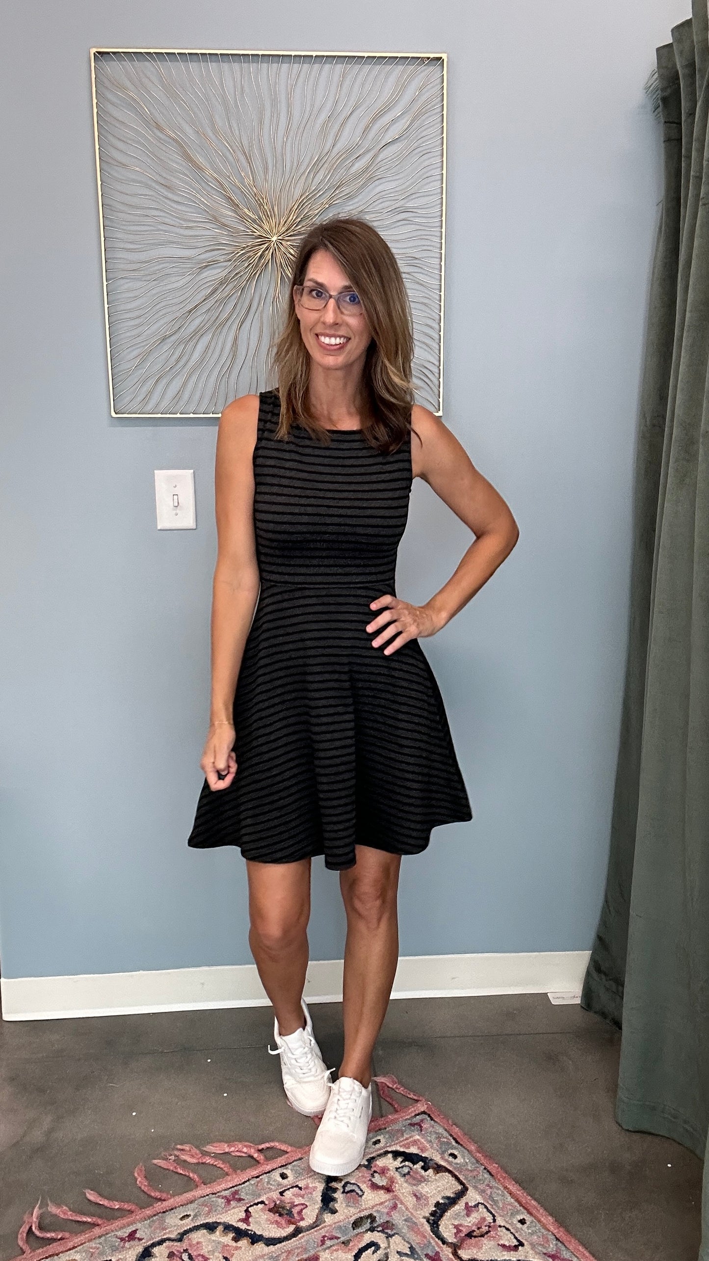 Cross Back Tank Flare Dress