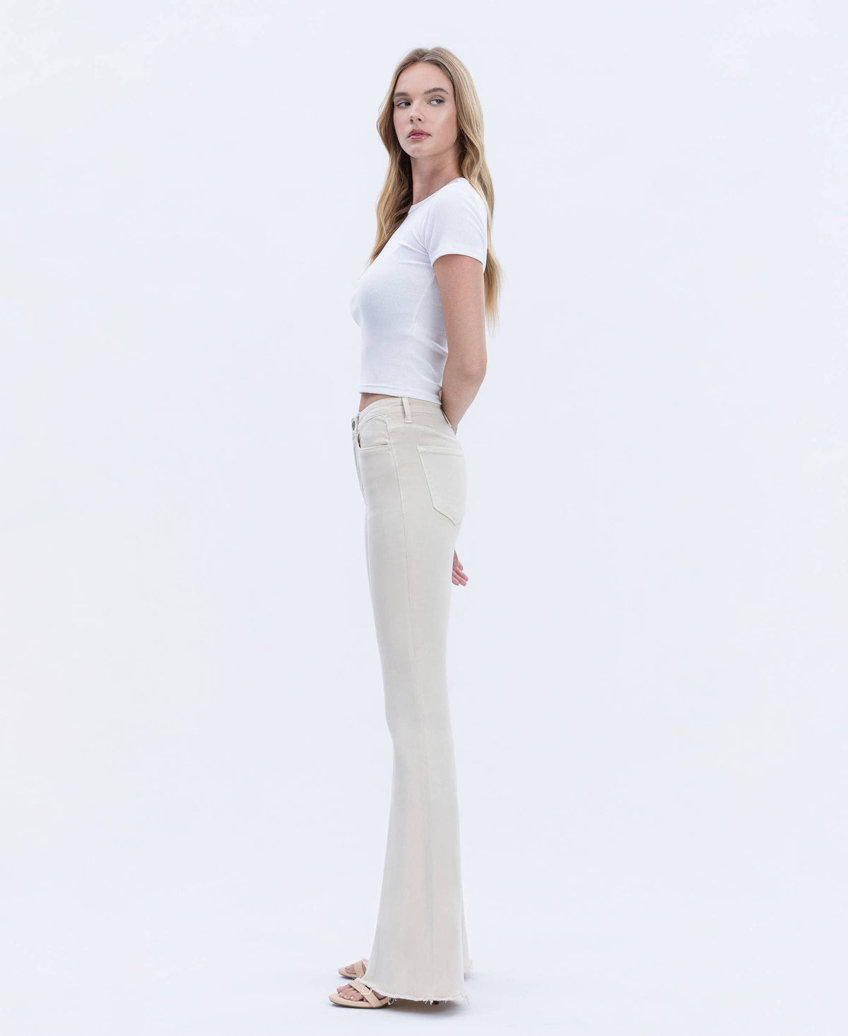 Bella High Rise Raw Hem Super Flare Jeans