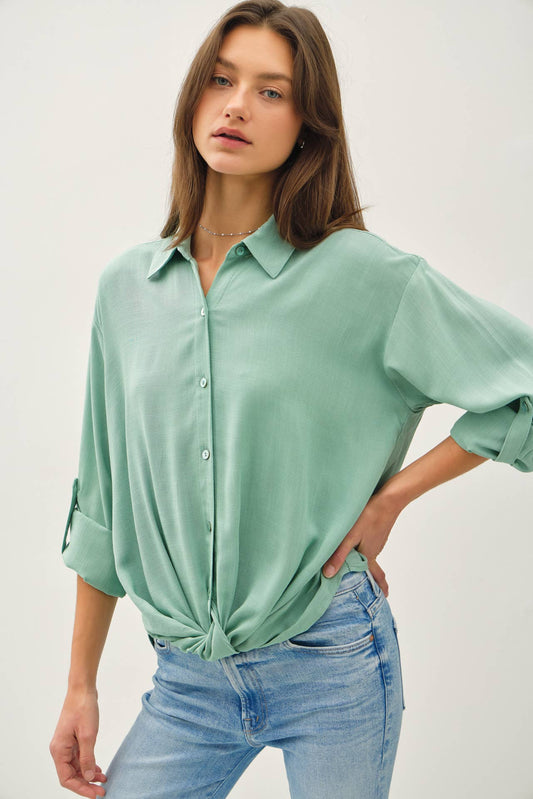 Twist Detail Button Down Top