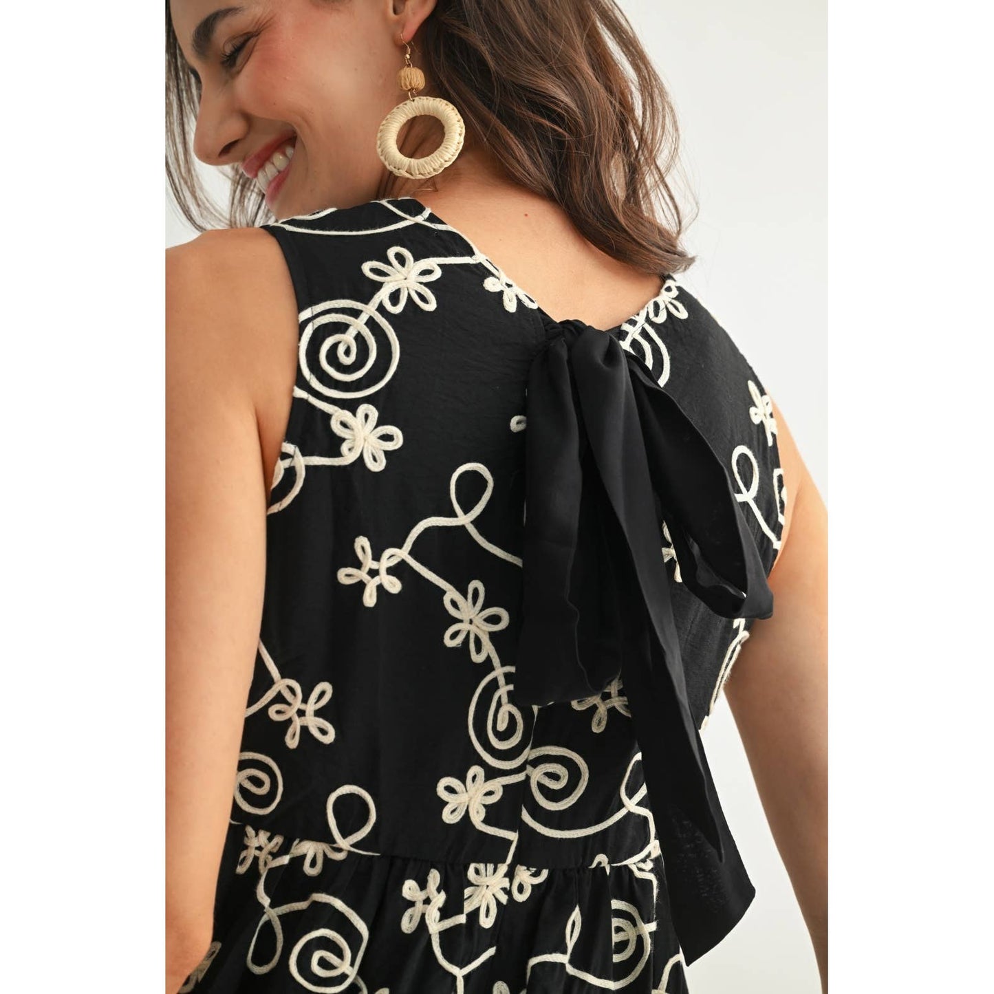 Embroidered Black Dress