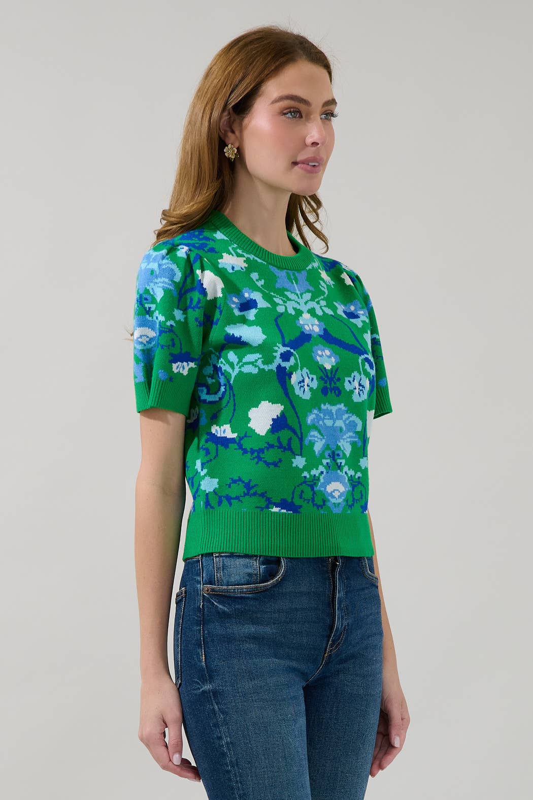 Short Sleeve Patterned Sweater