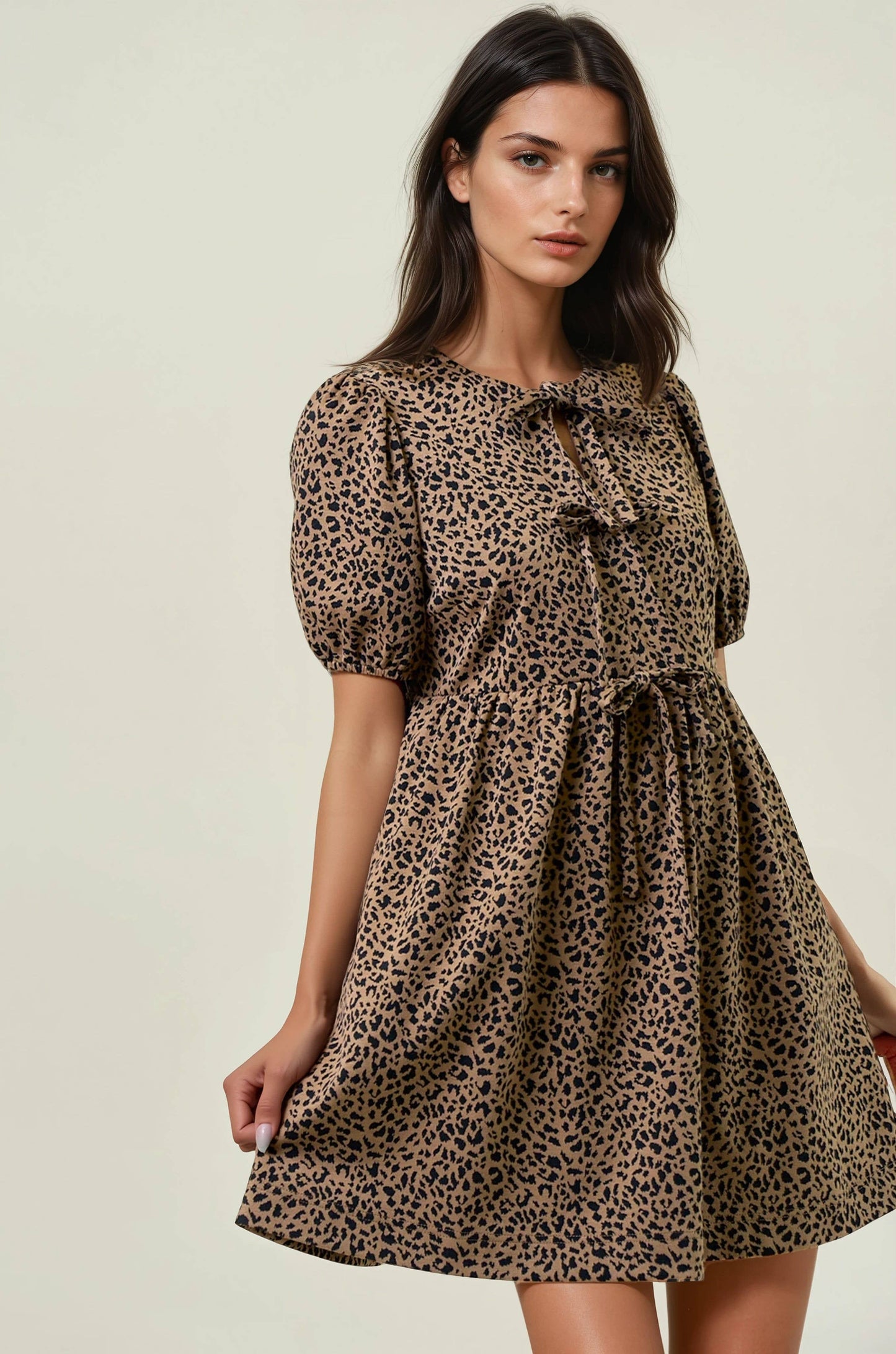 Triple Bow Front Animal Print Dress
