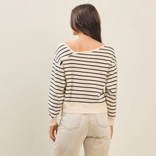 Load image into Gallery viewer, Asymmetric Neckline Striped Sweater

