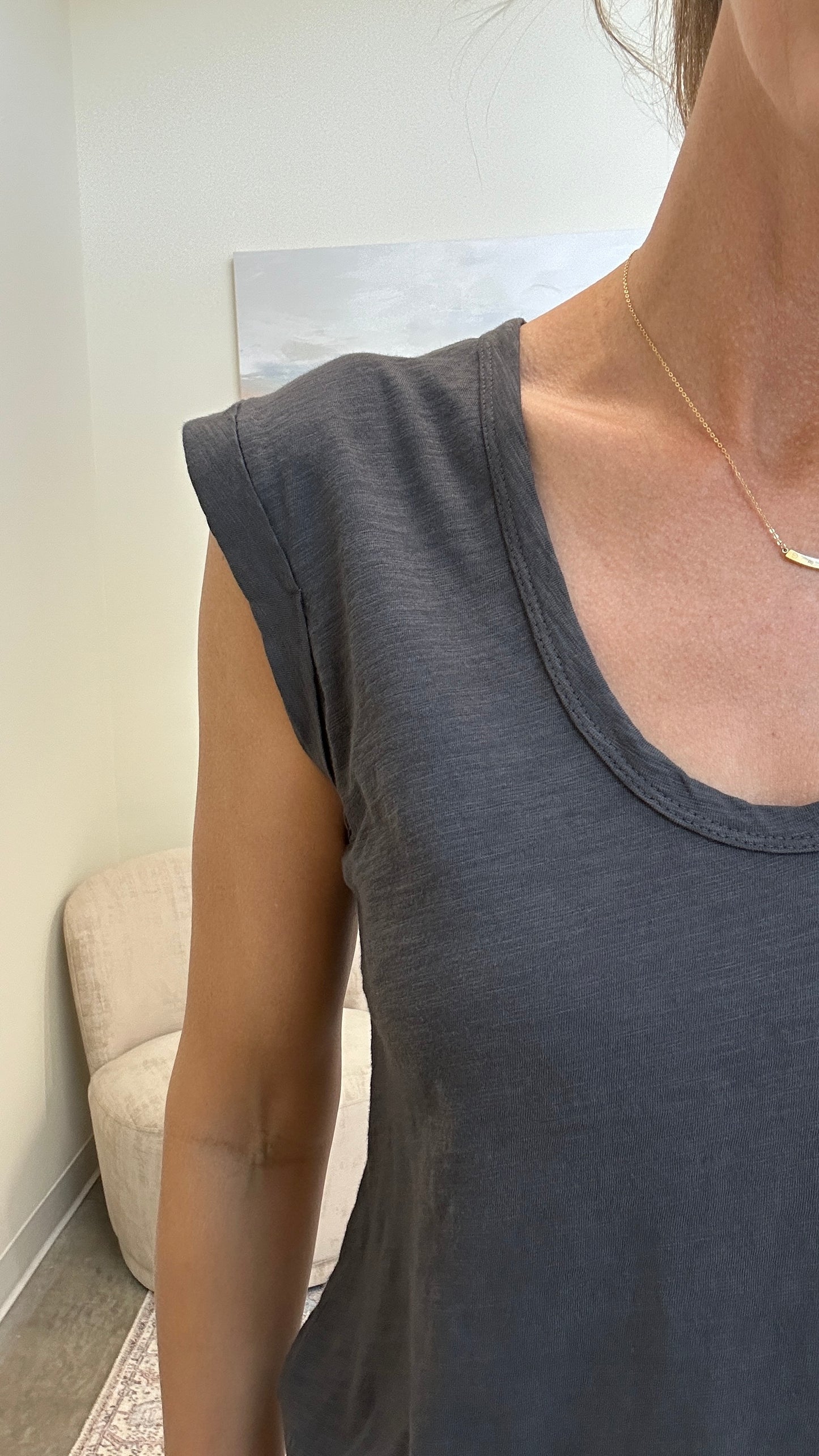 Slub Knit Sleeveless Cotton Top