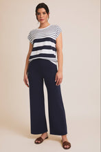 Load image into Gallery viewer, Crew Neck Wide Shoulder Striped Knit Top

