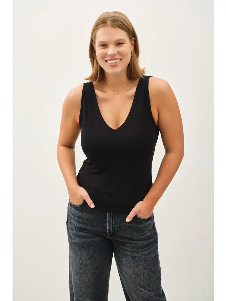 Full Length V-Neck Jersey Tank Top