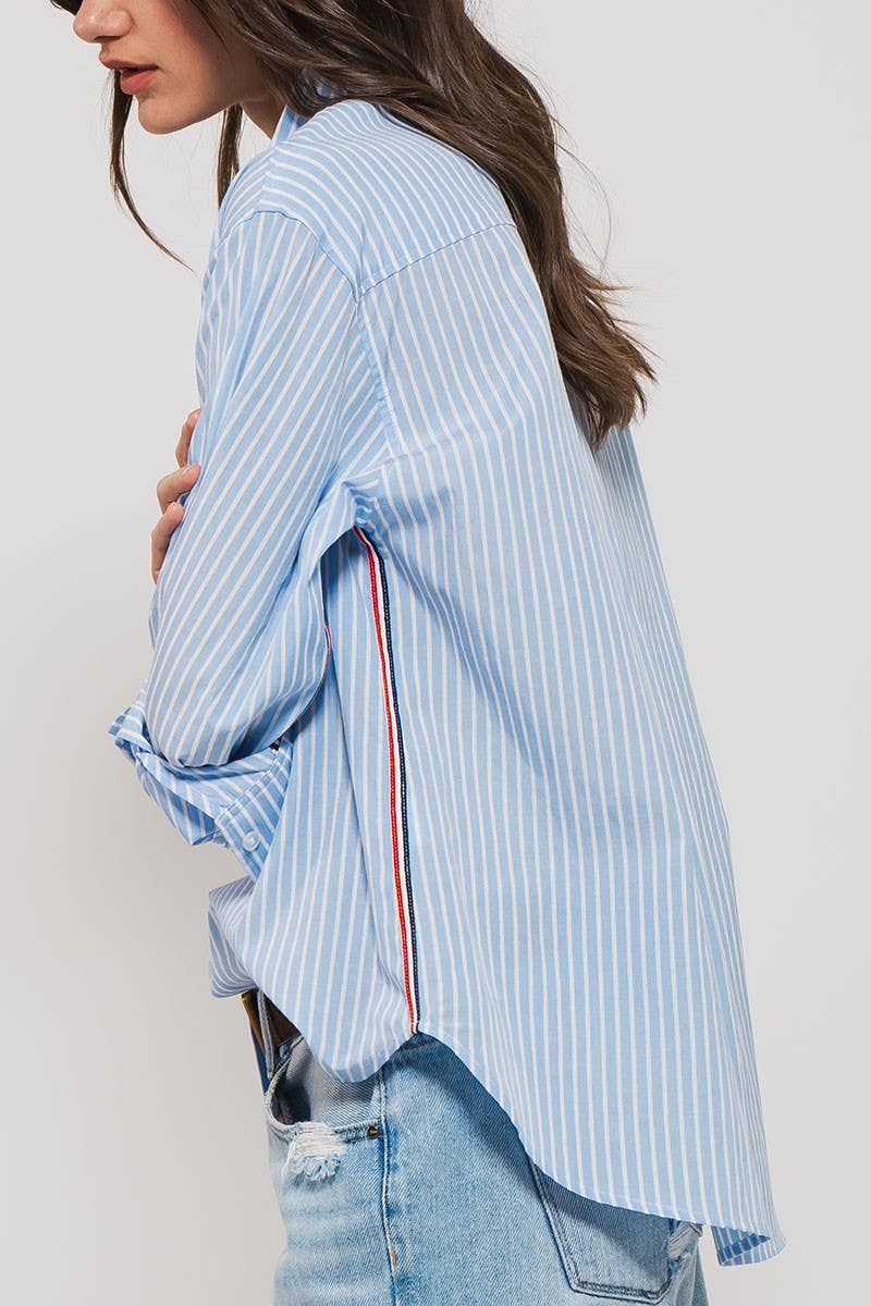 Striped Statement Button Shirt