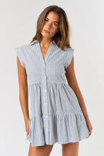 Load image into Gallery viewer, Striped Button Down Ruffle Mini Dress
