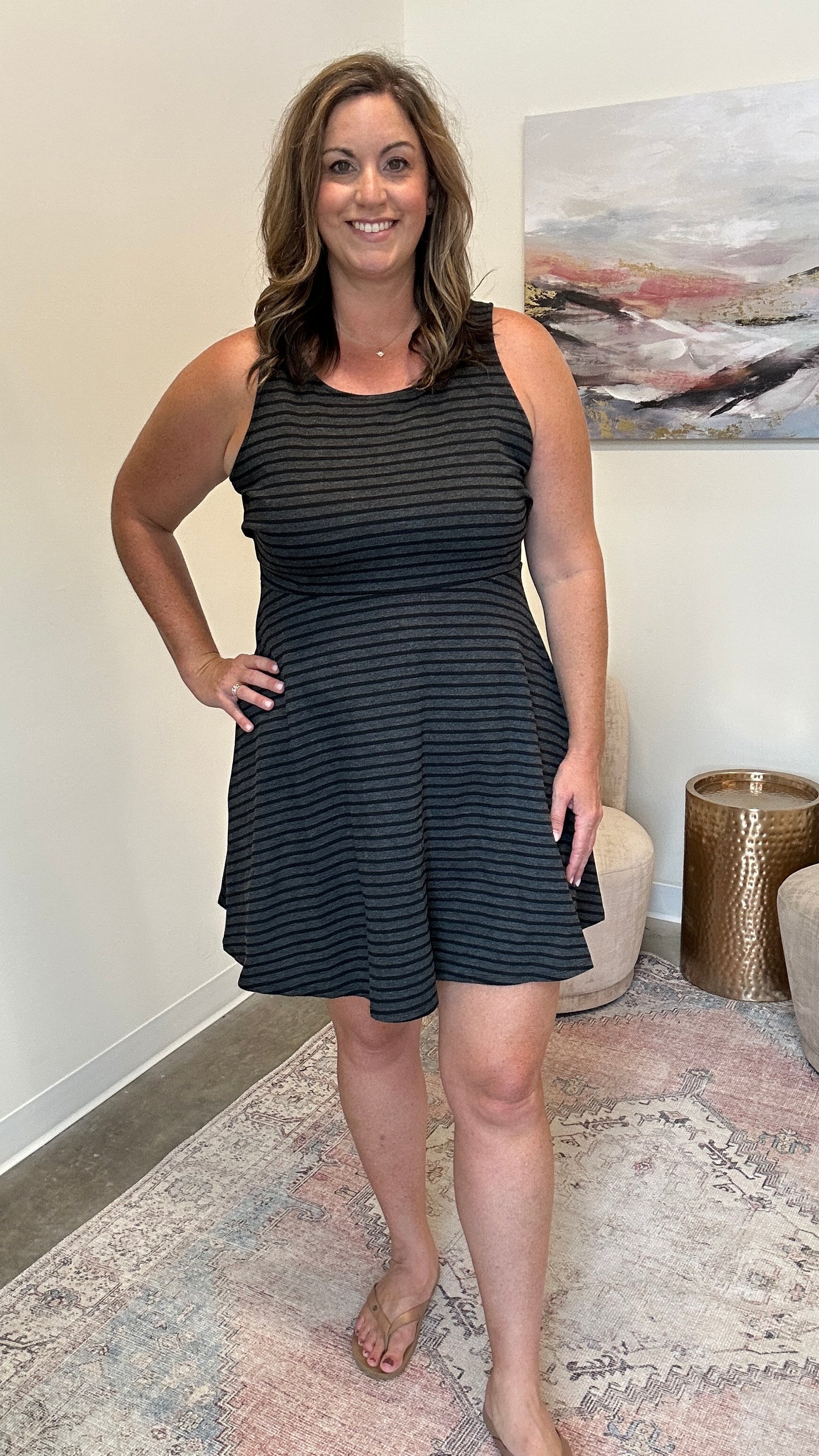 Cross Back Tank Flare Dress