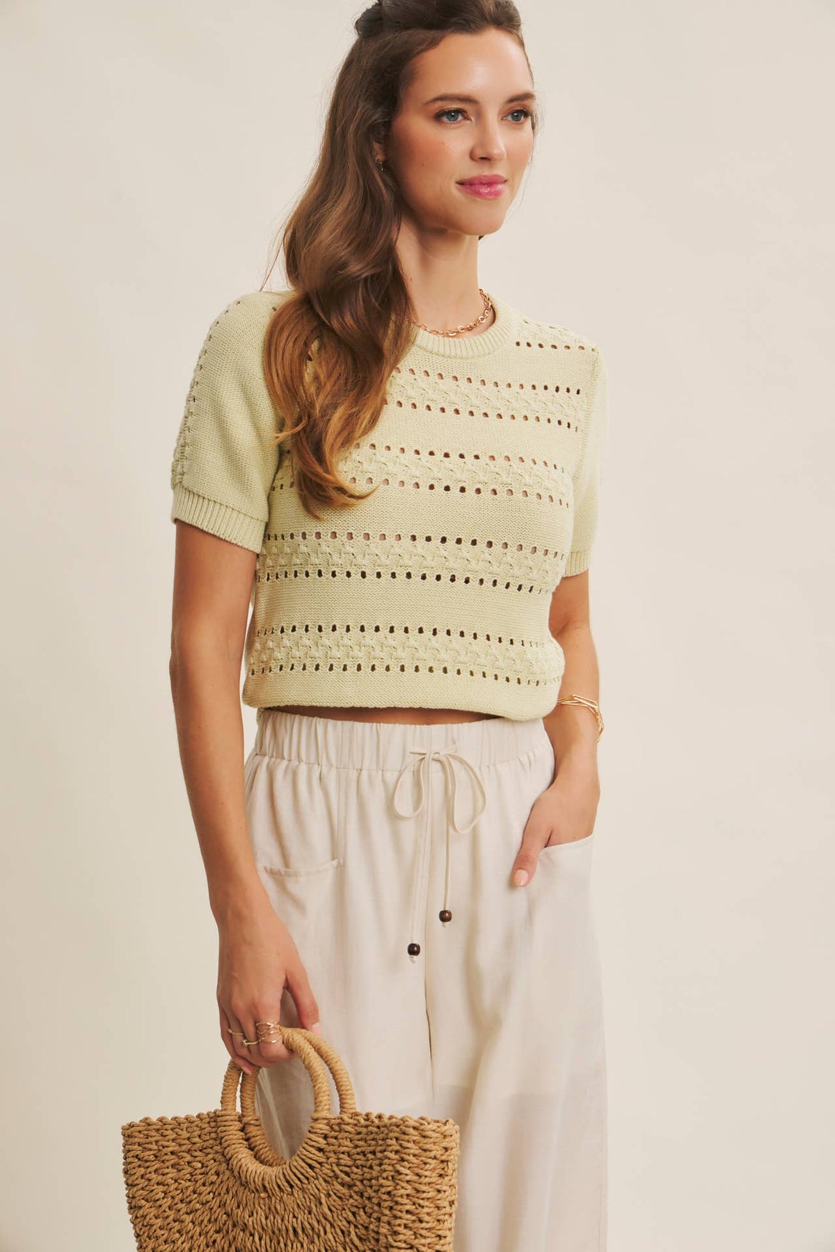 Pointelle Cotton Sweater Top