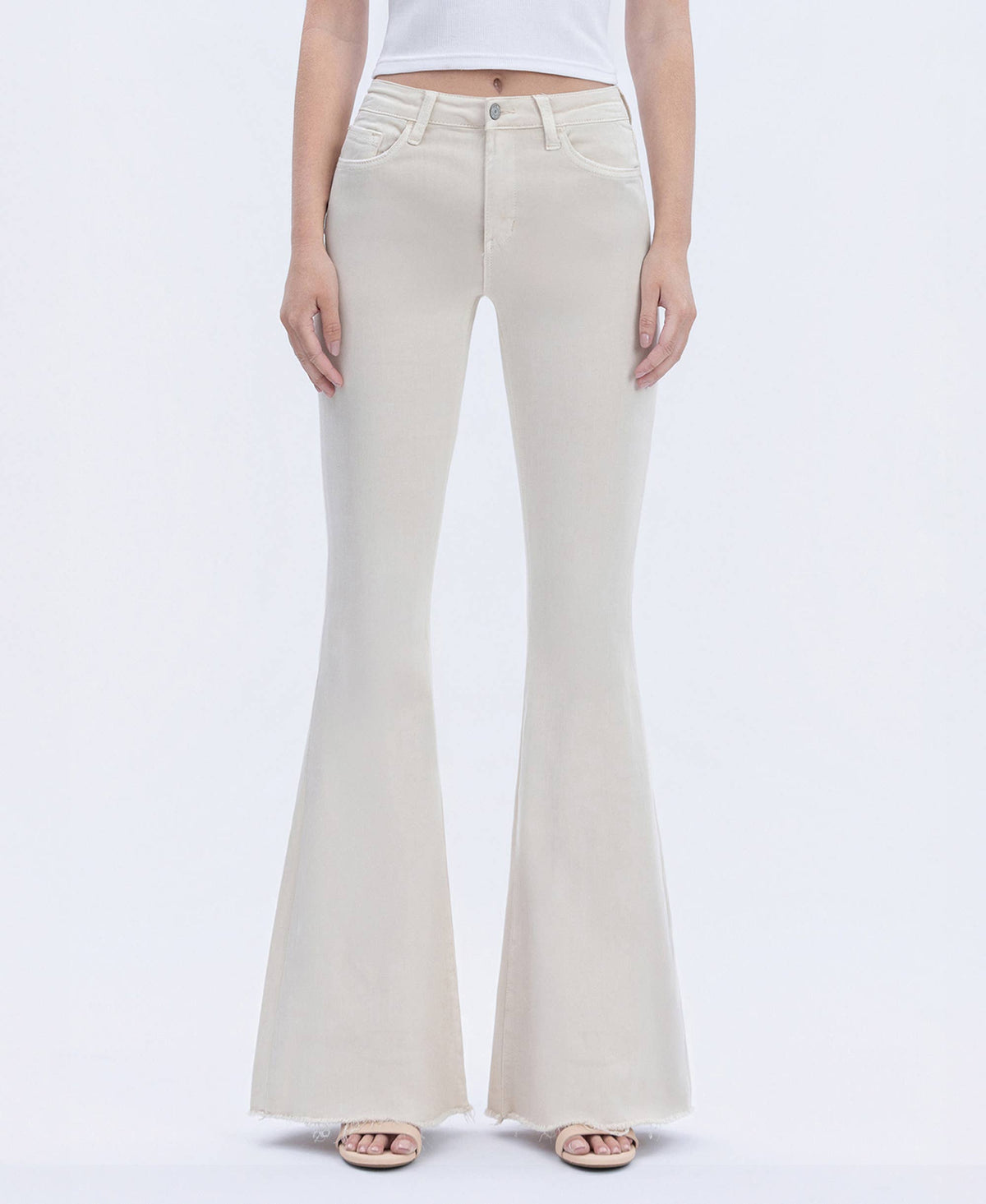 Bella High Rise Raw Hem Super Flare Jeans