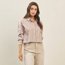Load image into Gallery viewer, Striped Button Down Crop Length Shirt
