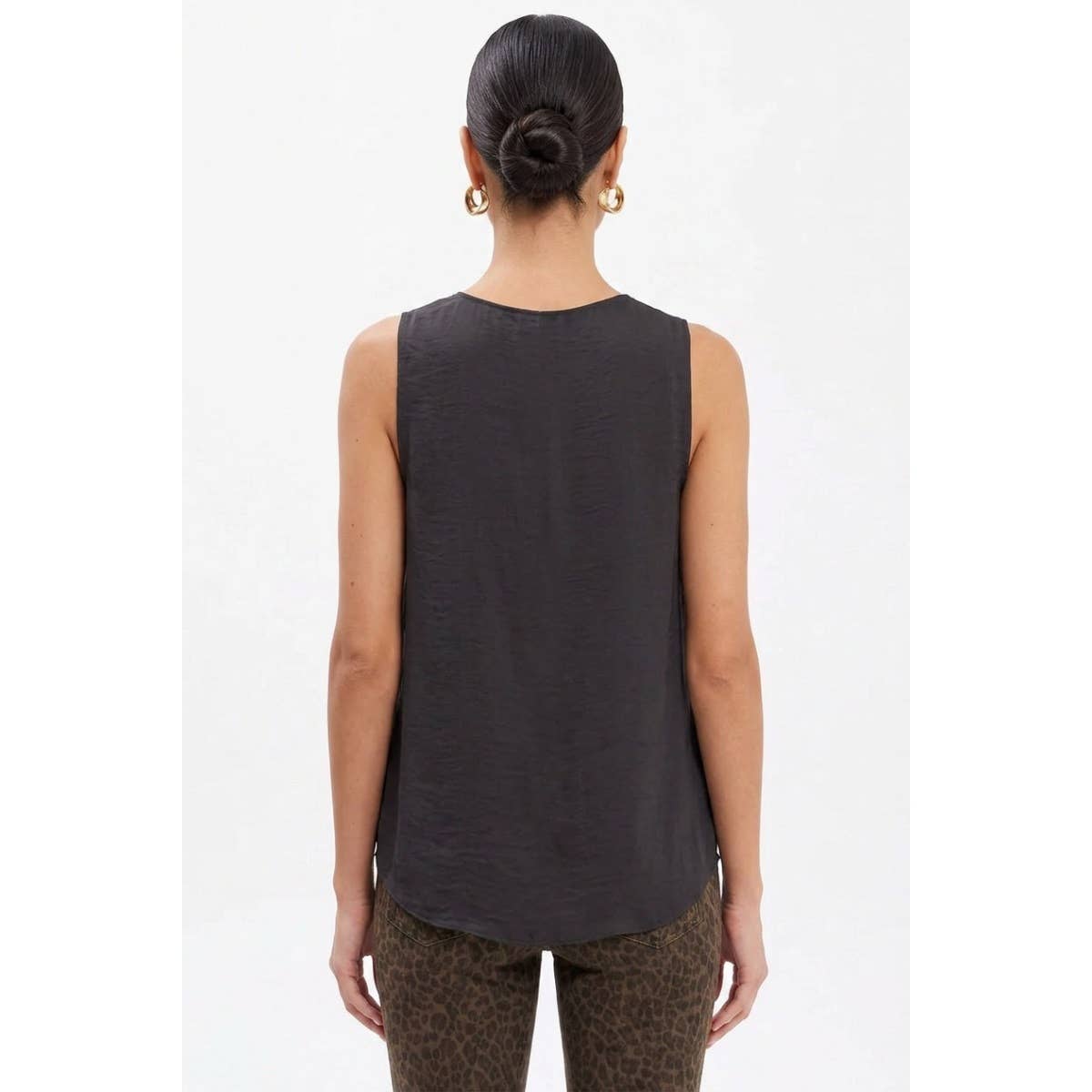 Pleated Neck Sleeveless Top