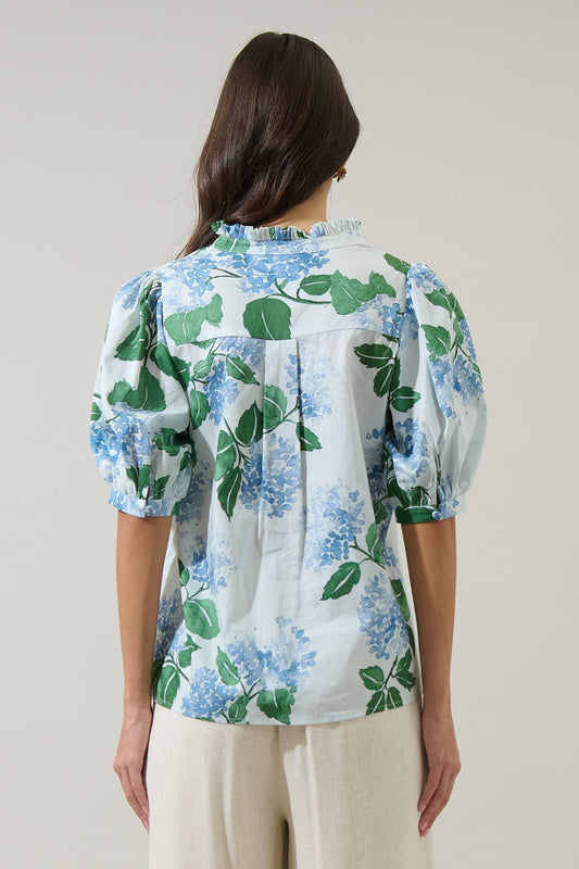 Hydrangea Puff Sleeve Top