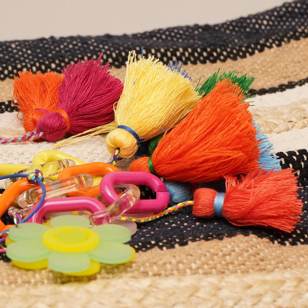 Happy Face Flower Chunky Chain Keyring Bag Charm