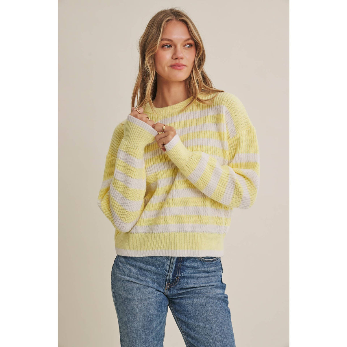Relaxed Fit Striped Pullover Sweater