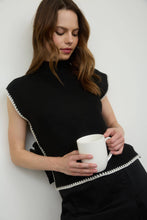 Load image into Gallery viewer, Mock Neck Contrast Stitch Side Tie Sweater

