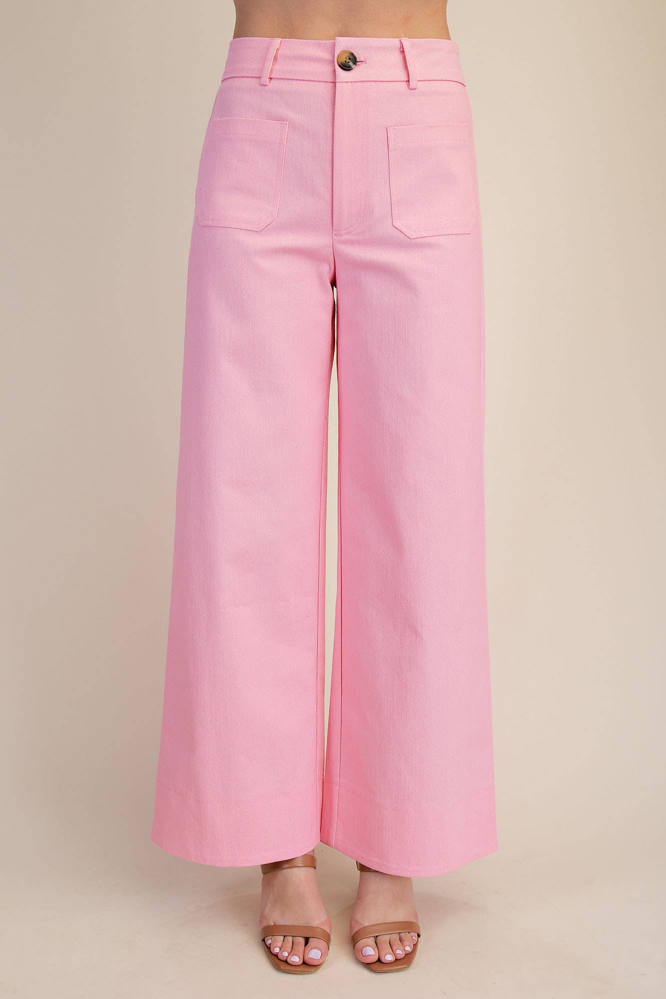 Pink Front Pocket Wide Jeans
