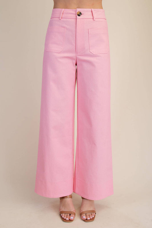 Pink Front Pocket Wide Jeans