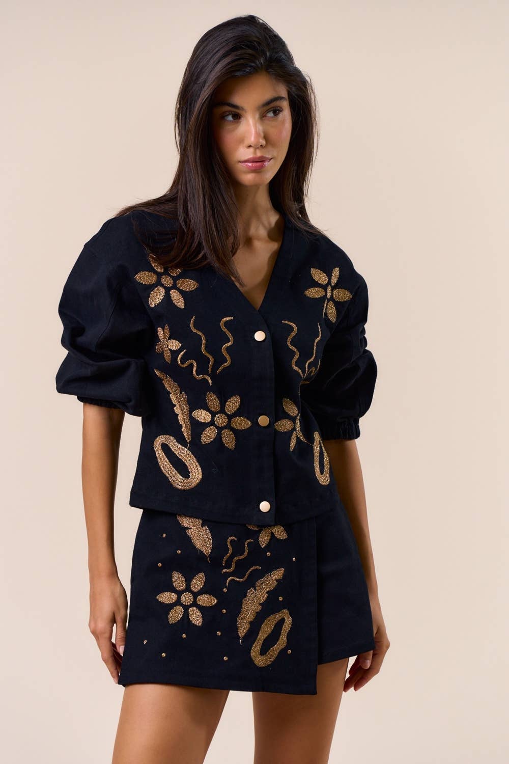 Embroidered Wrap Skort