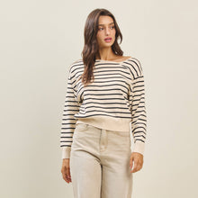 Load image into Gallery viewer, Asymmetric Neckline Striped Sweater
