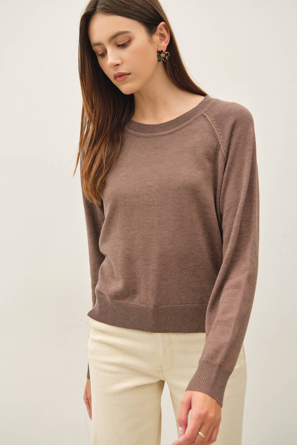 Wool Blend Raglan Loose Fit Sweater