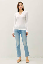 Load image into Gallery viewer, Ribbed Notched Neck Long Sleeve Top
