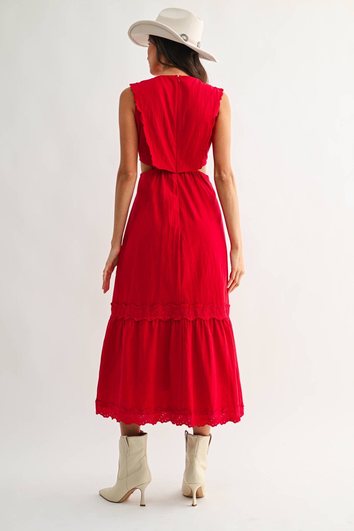 Rental- Camellia Red Cut Out Maxi Dress