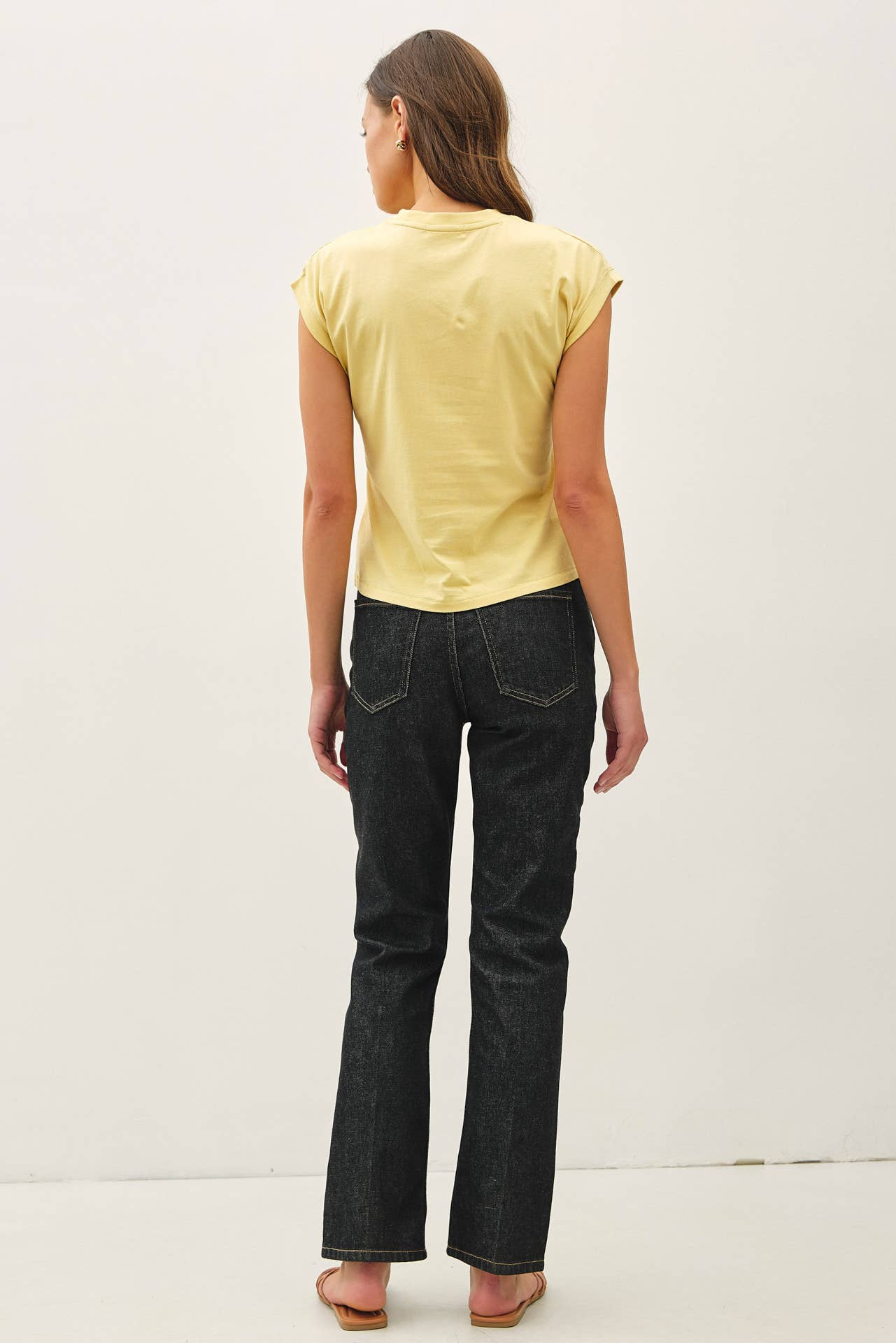 Cap Sleeve Crew Neck Cotton Top