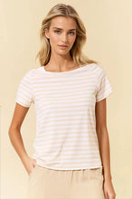 Load image into Gallery viewer, Soft Stripe Boat Neck Short Sleeve Top
