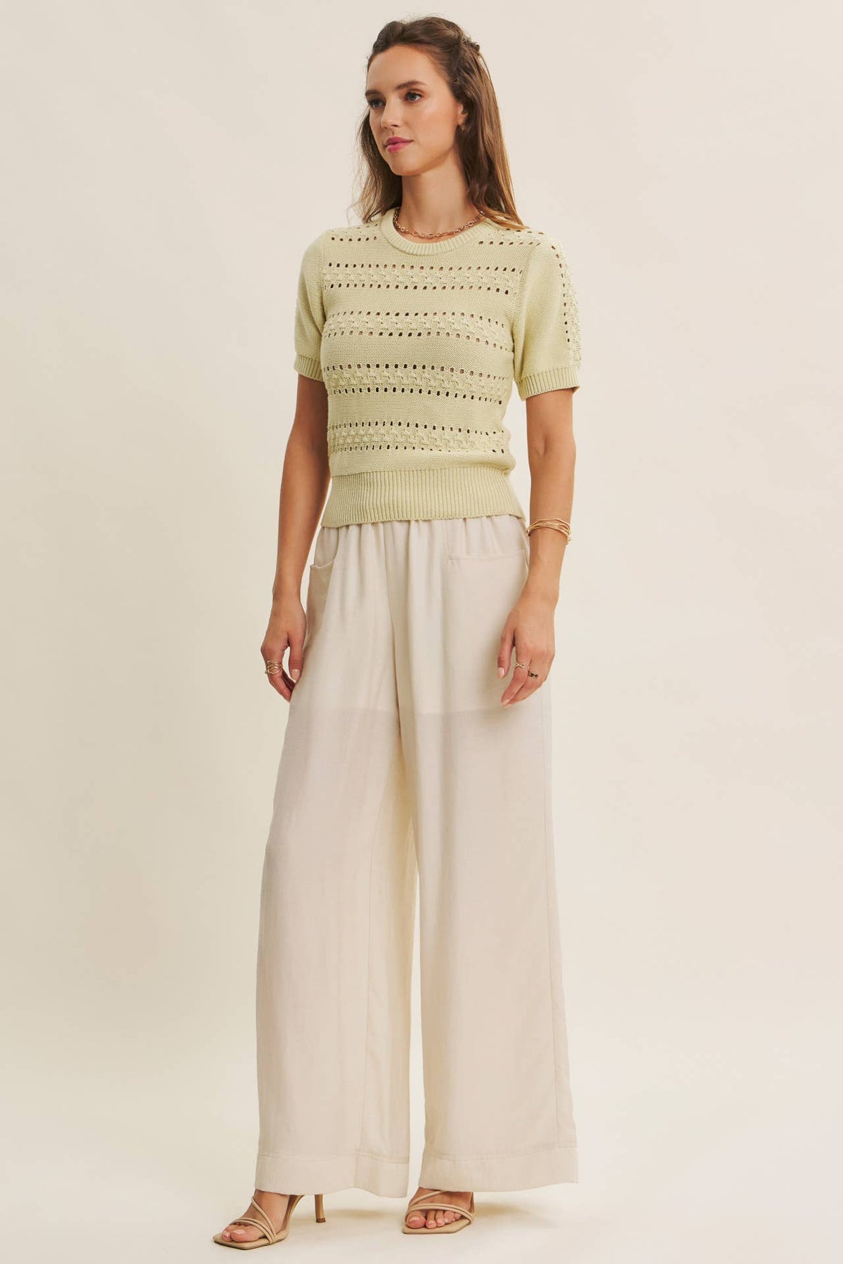 Pointelle Cotton Sweater Top