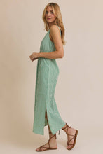 Load image into Gallery viewer, Green Striped Sleeveless Elastic Waist Maxi Dress
