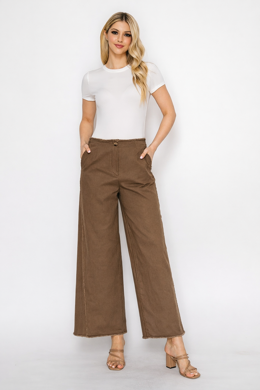 Wide Leg Raw Edge Pants