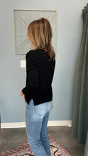 Load image into Gallery viewer, Raw Seam V-Neck Side Slit Sweater
