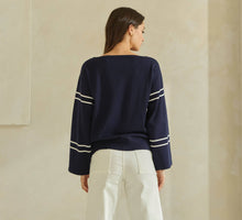 Load image into Gallery viewer, Boat Neck Striped Knit Sweater
