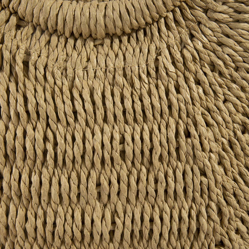 Woven Paper Straw Tote Bag With Ring Handles